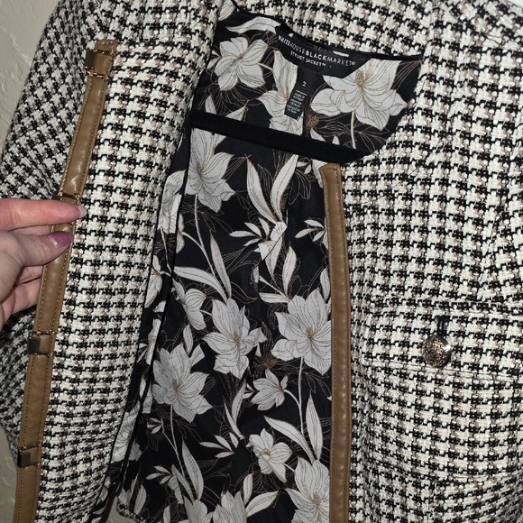 White House Black Market Houndstooth Blazer with Brown Trim - Picture 15 of 16